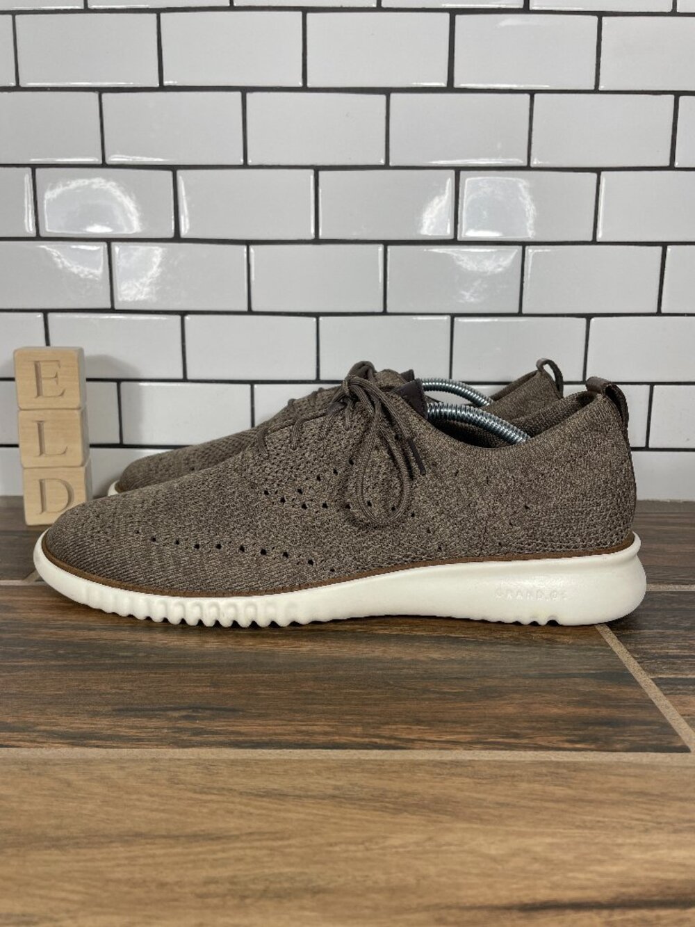 Cole Haan 2.Zerogrand Shoes Mens Size 11 Truffle Stitchlite Knit Wingtip Oxford